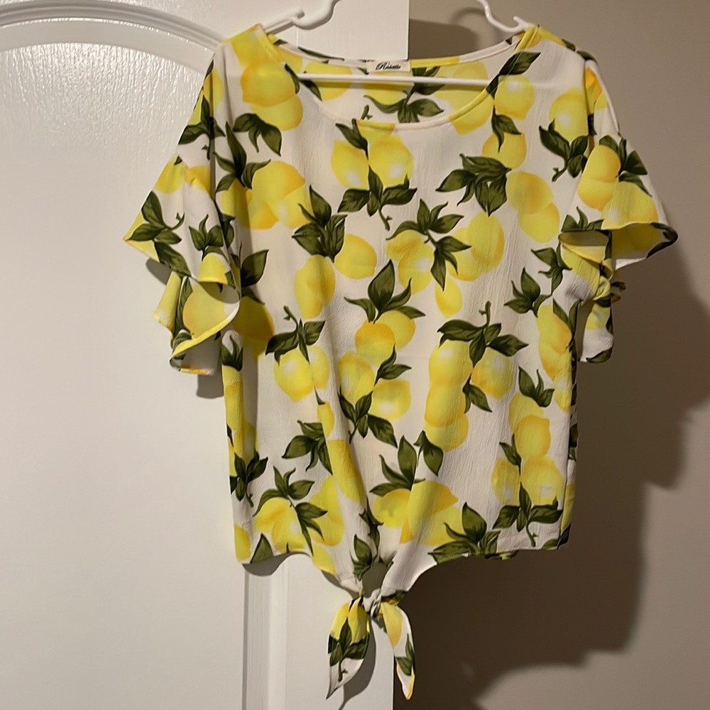 Lemon tie front shirt
